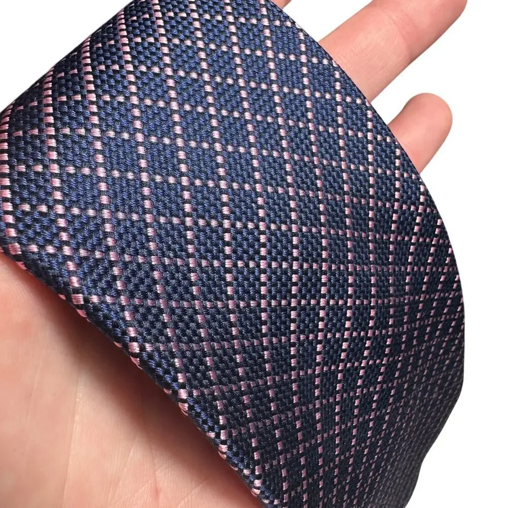 Black Brown 1826 100% Silk Mens Neck Tie Navy Blue Pastel Pink‎ Woven Plaid